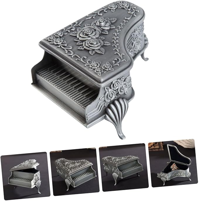 NOLITOY Vintage Alloy Jewelry Storage Box Retro Style Multipurpose Jewelry Case for Rings Earrings Necklaces Metal Makeup Organizer for Bedroom Living Bathroom