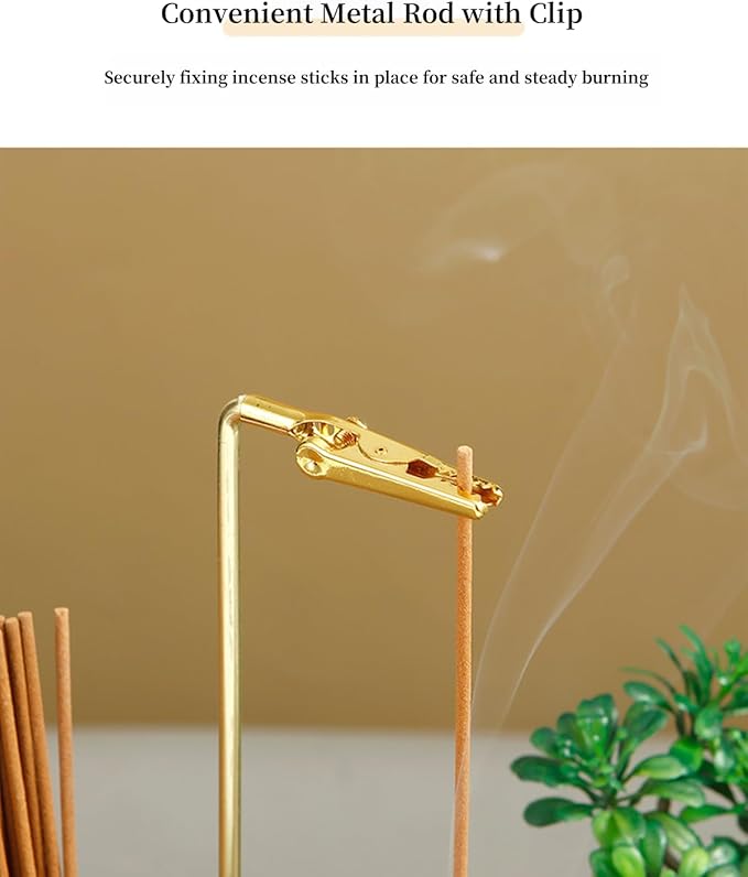 Glass Incense Holder for Sticks, Hang Upside Down Incense Burner with Storage & Ash Catcher, Anti-Ash 2 in 1, Comes with Brush & Greeting Card, Meditation Yoga Home Decor Gift (Light Base)