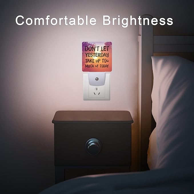 Inspirational Quote Night Light,Don't Let Yesterday Take Up Too Much of Today Night Lights Plug into Wall for Boys Girls Gifts, Dusk to Dawn Sensor Nightlight 0.5W Sleep Friendly