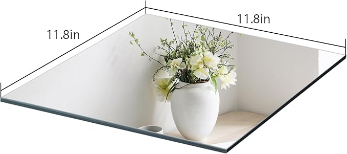 Mymonfif 12" Square Mirror Centerpieces, Set of 12 Mirrors for Centerpieces, 2mm Glass Mirror Plates, Mirror Tray, for Wedding Table, Party Decorations, Candle Plate Set, Craft, Christmas Decorations
