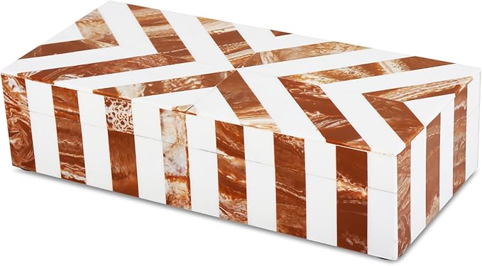 Handicrafts Home Decorative Storage Box 10x4.5 – Remote Control Holder, Jewelry Organizer, Modern Decorative Box with Lid, Boho Chic Home Décor Accent, Vintage Memory Box for Living Room Shelf Décor