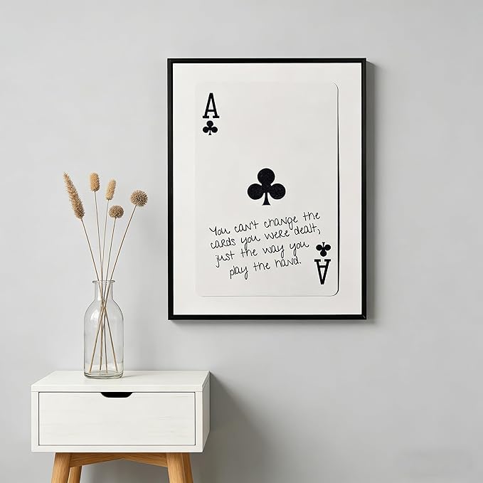 GEFQBBLD Funny Lucky Ace Poker Wall Art,Funky Mdern Canvas Black Art Prints Painting,Retro Minimalist Black and White Playing Card Posters,Trendy Aesthetic Preppy Wall Decor 8x10in Black Framed