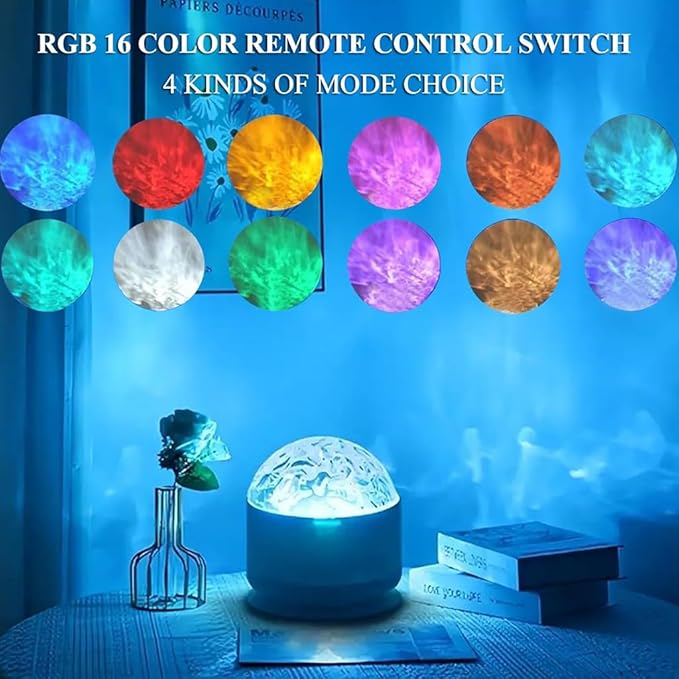 Neioaas 2 in 1 Northern Lights Projector, 16 Color Aurora Night Light Projector,Remote Galaxy Light Projector,USB Recharge Ocean Wave Projector for Playroom Birthday Kids Teen Gift (Aurora & Wave)