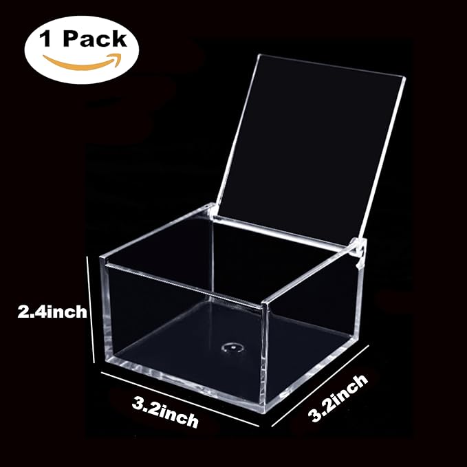 KissYou Acrylic Box Clear Boxes with Hinged Lid Transparent Display Square Cube Storage Organizer Containers for Birthday Wedding Graduation Party Decoration