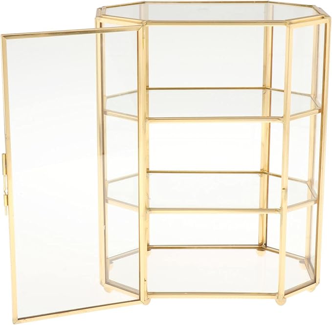 3-Tier Jewelry Box Glass Makeup Organizer Jewelry Box Multifunction Display Case for Dressing Table Decoration Storage