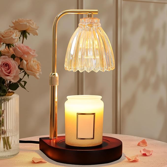 AIFEI Candle Warmer Lamp with Timer, Dimmable Candle Lamp with Adjustable Height, Birthday Gifts for Women Mom, House Warming Gifts New Home, Candle Lamp Warmer for Jar Candles with 2 Bulbs - Wood