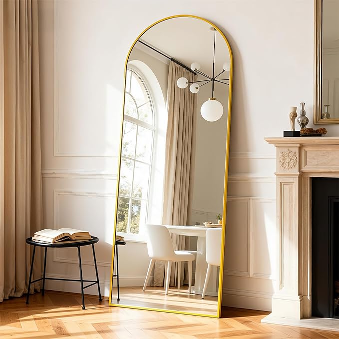 Simple Deluxe Arched Full Length Mirror, 71"×26" Large Floor Mirrors, for Wall Door Bedroom Bathroom Living Room (Gold)