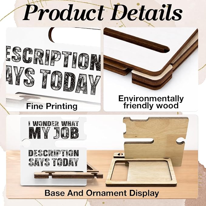 Funny Office Desk Decor - Multi-functional Desk Organizer - Humorous Office Quote Wooden Sign for Office Desk Shelf Decor