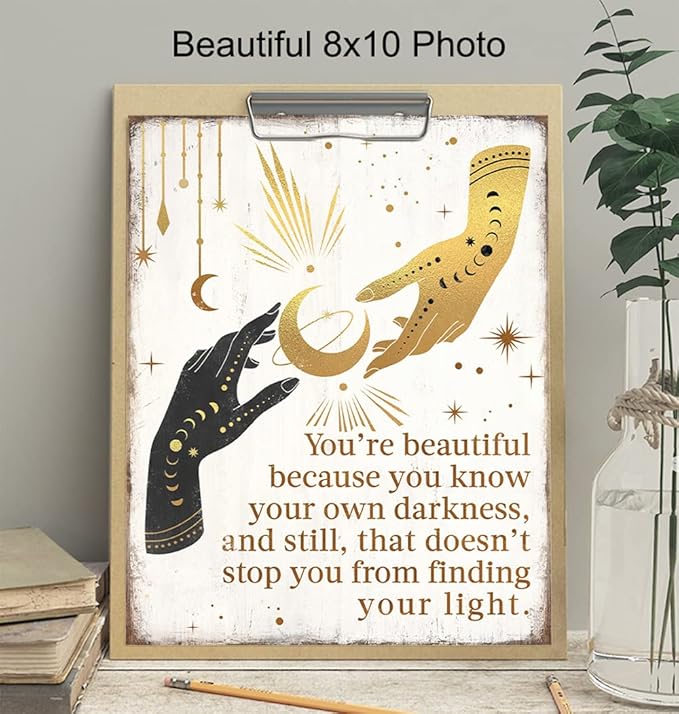 Boho Witchcraft Wall Art - Gothic Witchy Room Decor - Inspirational Positive Quotes for Women - Encouraging Gifts - Shabby chic Celestial Wicca Wiccan Witch Motivational poster - Pagan Supplies