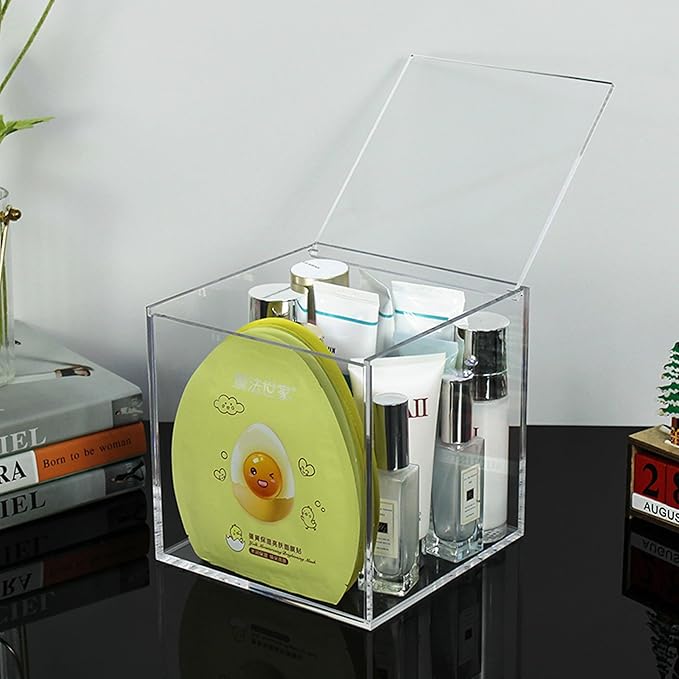 KissYou Acrylic Box Clear Storage Contanier with Lid Acrylic Hinged Lid Box Coffee Pod Holder Birthday Wedding Graduation Party Decoration Candy Box Transparent Display Case