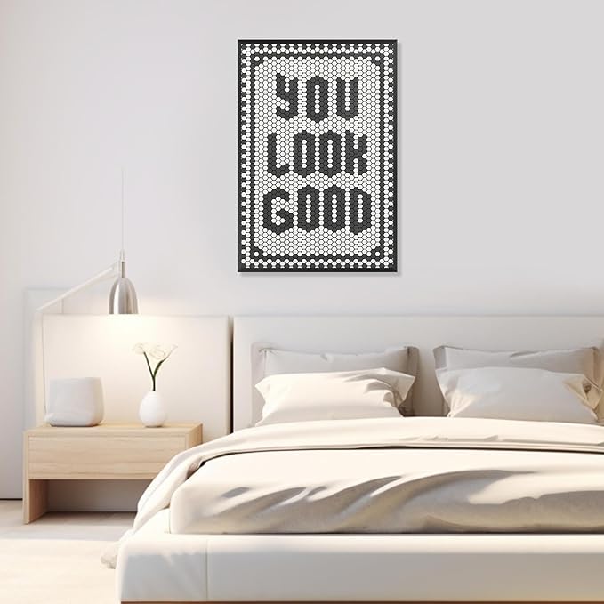 You Look Good Inspirational Posters Trendy Minimalist Black And White Quotes Canvas Wall Art Preppy Positive Affirmations Wall Decor For Bedroom Dorm Apartment Bathroom 8x12in Framed
