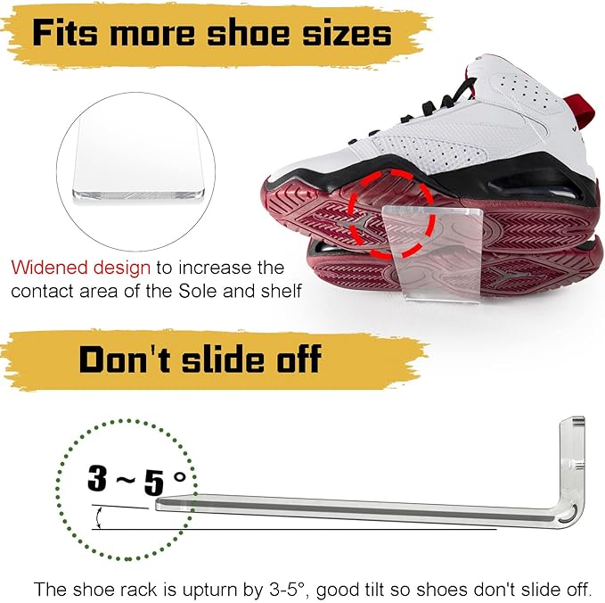 Forzacx Floating Shoe Display Set of 5, Sturdy Levitating Acrylic Shelf , Easy to Install Sneaker Shelves Storage, for Bedroom, Hallways etc - Display Your Top Shoes Maximize Wall Space