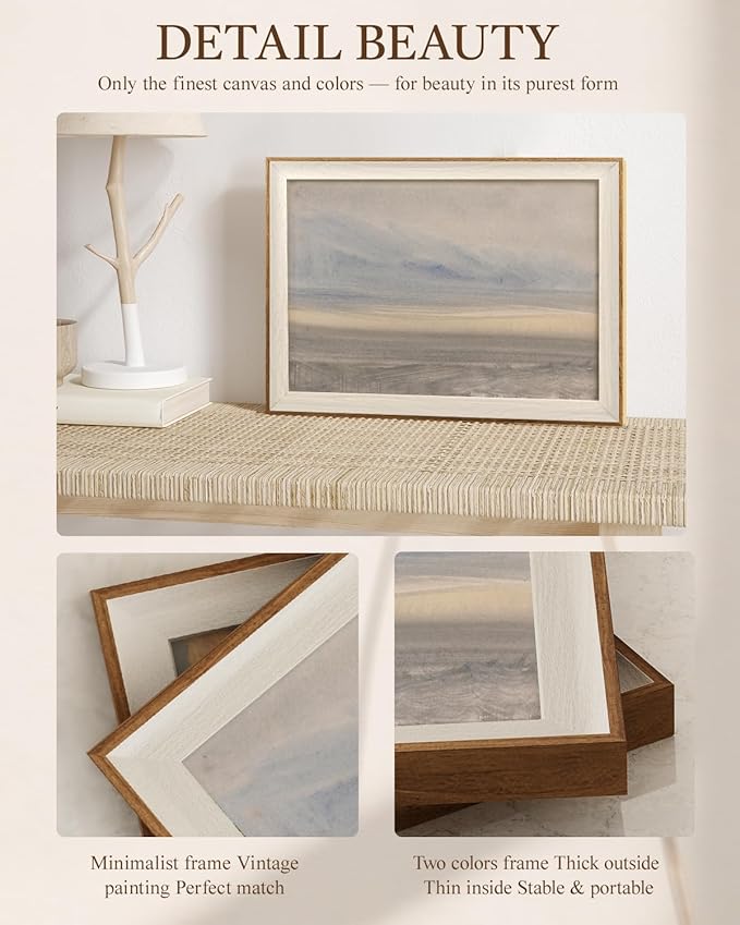VIYYIEA Vintage Framed Wall Art for Living Room, 'Sky, Mountain, Desert, Town' Canvas Prints, Sand Painting Home Decor, Landscape Picture, Bathroom Wall Decor Gifts for Friends or Family - 16L x 12W