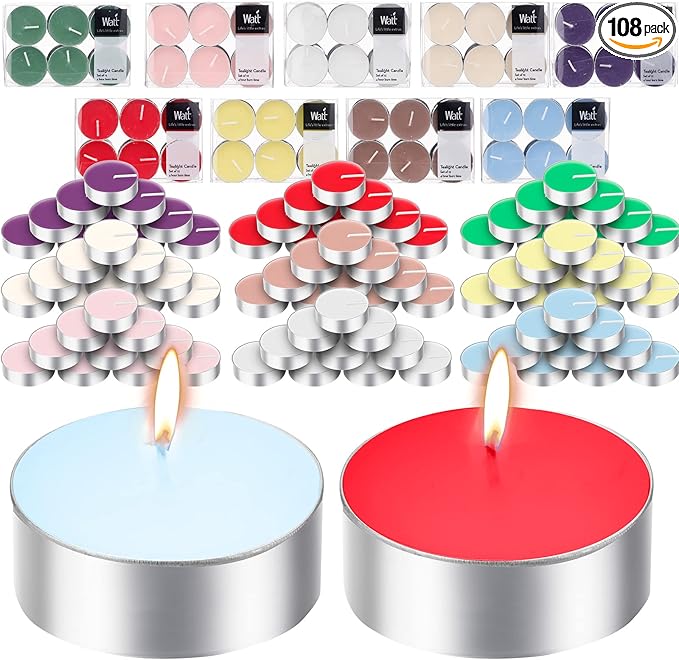 Huquary 108 Pcs Scented Tea Lights Candles Mini Scented Tealight Candles Bulk for Burning Approximately 4 Hours Time(Mix)