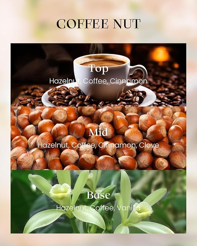 M&SENSE Coffee Nut Scented Vegan Soy Candles, No Toxin Naturally Scented, 8.1oz 42-Hour Long Burning, Relaxing Home & Office Fragrance, Calming Gifts for Coffee Lovers