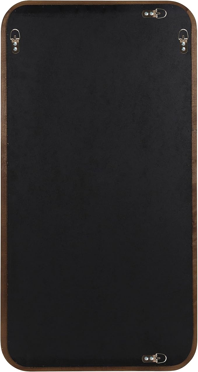 Kate and Laurel Pao Modern Rounded Rectangular Wall Mirror, 17 x 32, Walnut, Decorative Mid-Century Tall Wood Mirror with Radius Corners for Vertical or Horizontal Display