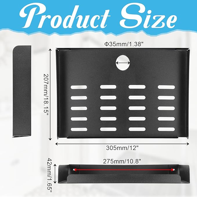 Metal Floating Shelf, 12" x 8" Heavy Duty Metal Floating Wall Shelf with Edge, Modern Wall Mounted Shelves for AV, TV Accessories, Projector, WiFi Router, TV Box, Cable Box, DVD Player, Game Console