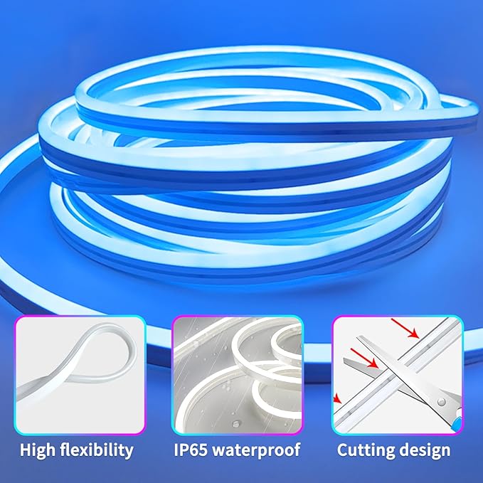 segrass 66FT Neon LED Rope Lights IP65 Waterproof LED Lights for Bedroom Flexible LED Light Strip with Remote/APP Control RGB Lighting Strip for Indoors Outdoors Bedroom Room Home Décor