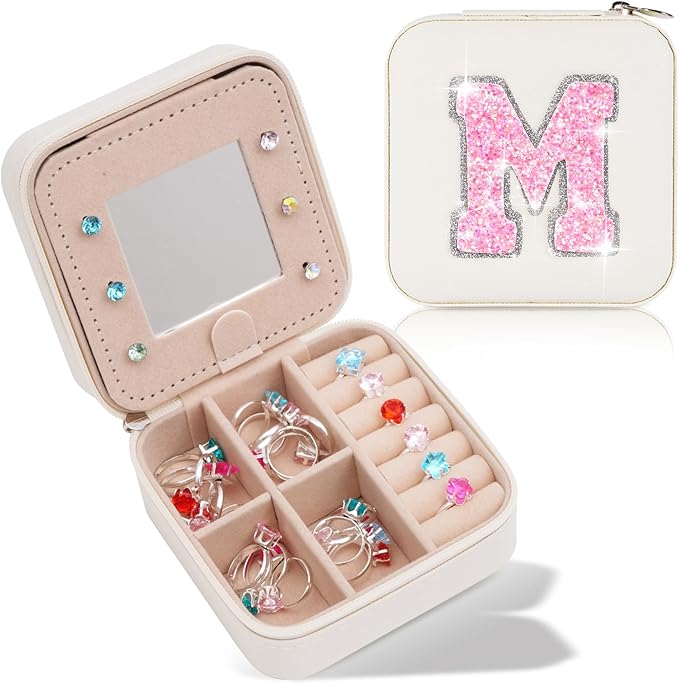 Uygafly Travel Jewelry Case - Mother's Day Gift for Mom, Daughter, Wife, Sister, Her - Birthday, Mother-in-Law, Mama Gift Idea | Cream, M
