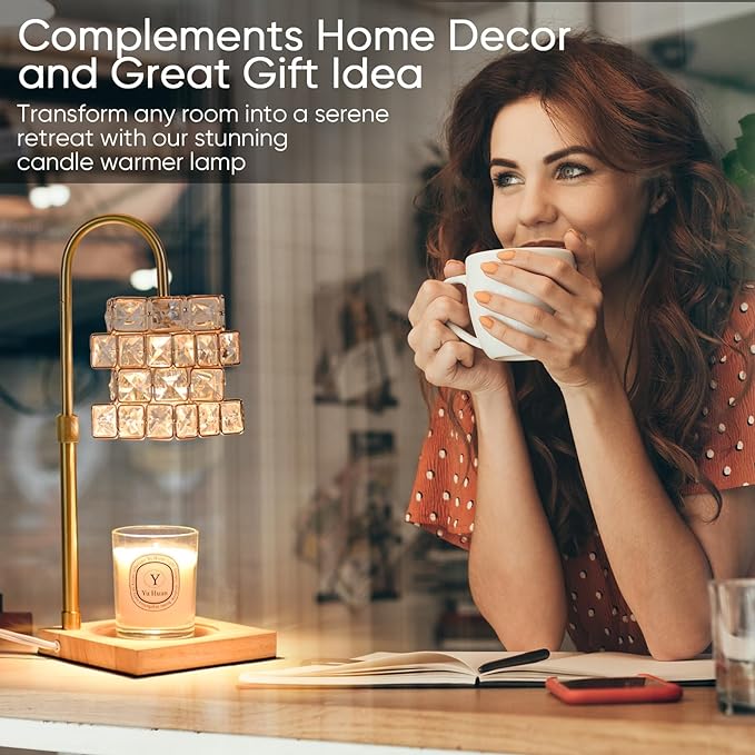 Alpharan Candle Warmer Lamp with Timer,Electric Candle Warmer Dimmable and Height Adjustable Wax Melt Warmer for Scented Wax Jar Candles,Aromatherapy Decorative Candle Heater Home Fragrance Warmer