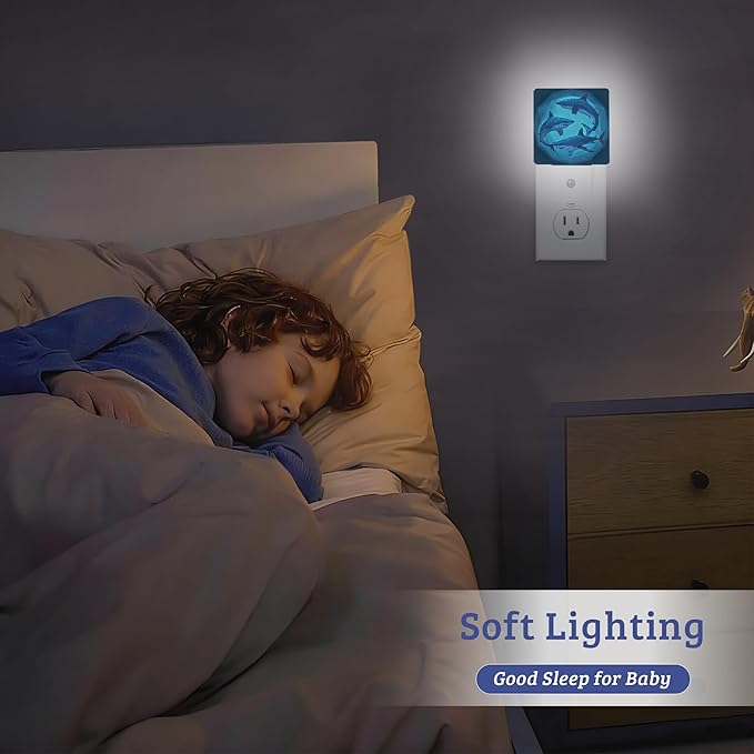 Shark Night Light,Plug Into Wall with Dusk to Dawn Sensor Wall Lamp, LED Nightlights for Bedroom, Bathroom, Kitchen, Hallway, Room Decorative for Boys Girls Women Men Gifts