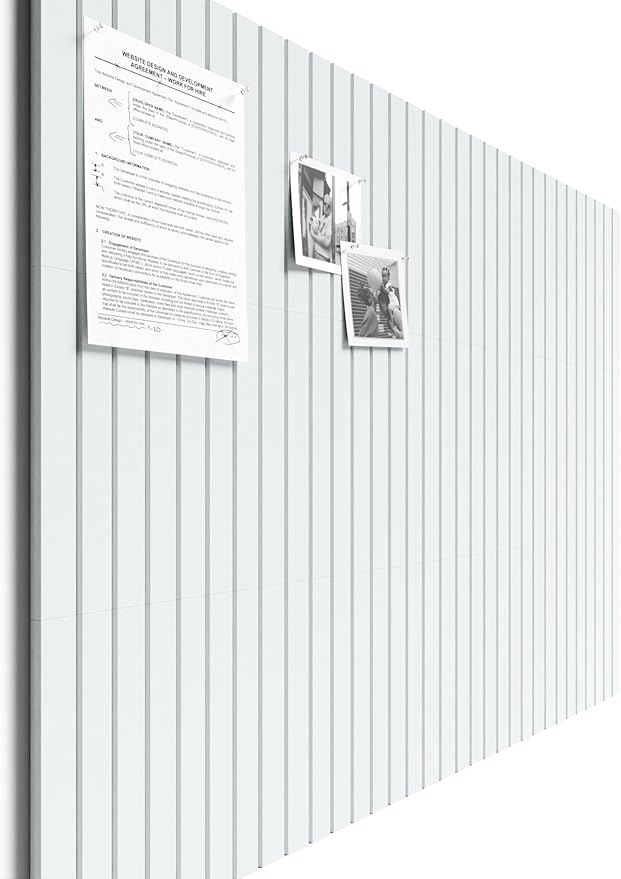 Bumusty Large Cork Board Alternative-48 x 36" Felt Bulletin Board Tiles, with 30 Pushpins, 70 Adhesive Tabs, Fine-Stripe 12-Pack, Cork Boards for Office Push Pin Board Felt Board-Cold White