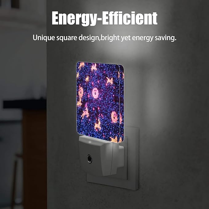 Christamas Decor Night Light, Galaxy Animals Plug into Wall with Dusk to Dawn Light Sensors, Warm Nightlights for Bedroom, Bathroom, Hallway, Kitchen, Gifts Ideal for Boys Girls Women Men