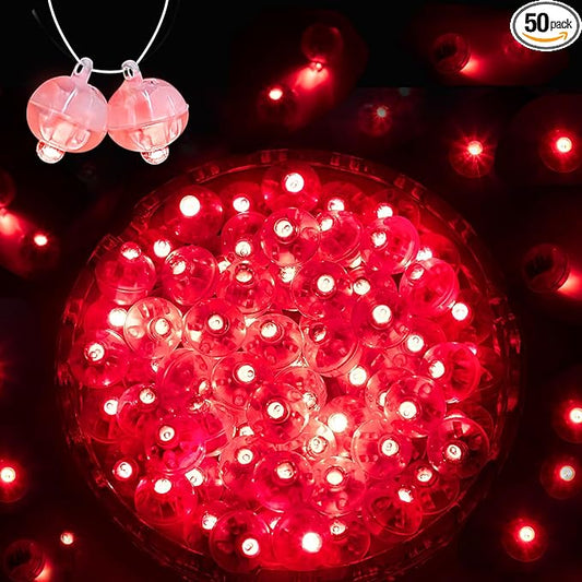 50PCs Mini Led Lights, Flash Led Balloons Light for Party Decorations Neon Party Lights for Paper Lantern Easter Eggs Birthday Party Wedding Halloween Christmas Decoration (Blinking Red)