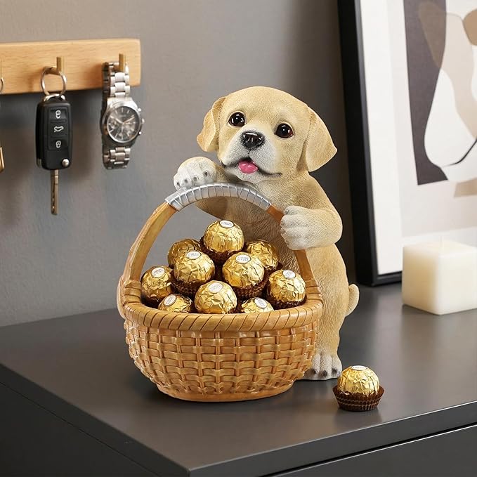 Dog Resin Storage Basket, Desktop Organizer for Remote & Keys, Cute Home Decor Tray, Ideal present for Pet Lovers.(Labrador Retriever)