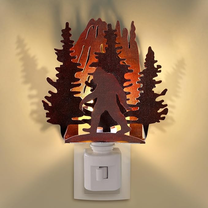 Tuanse Bigfoot Plug in Night Light Wilderness Farmhouse Sasquatch Metal LED Night Light Decorative Vintage Novelty Bigfoot Lamp Decor for Holiday Bedroom Living Room Bathroom Christmas Gift