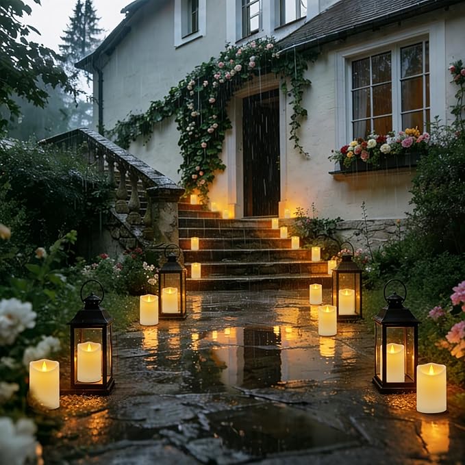 Artmarry Flameless Candles 4" 5" 6" Outdoor Indoor Pillars Battery Operated Flickering Candles Include 8-Key Remote Timer 400+ Hours by 2 AA Batteries (White Candle - Warm Light, 6 Pack)