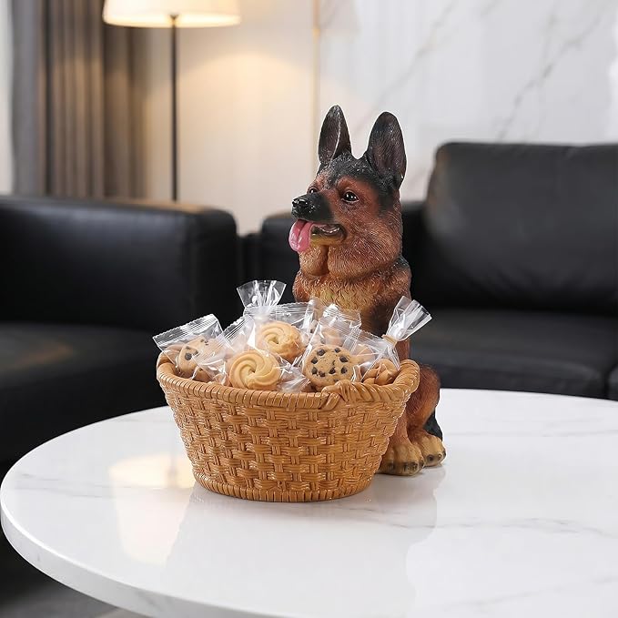 Dog Resin Storage Basket, Desktop Organizer for Remote & Keys, Cute Home Decor Tray, Ideal present for Pet Lovers.(German Shepherd)