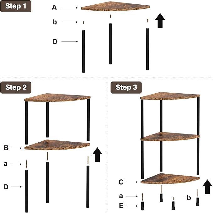 Corner Plant Stand Shelf, 3 Tier Small Shelf Plant Stand for Indoor Plants, Rustic Brown Corner Bookshelf Wall Decor Living Room, 23.2" Display Shelf for Bedroom, Bathroom, Small Space