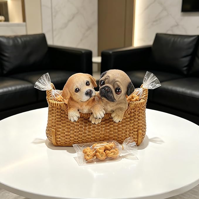 Dog Resin Storage Basket, Desktop Organizer for Remote & Keys, Cute Home Decor Tray, Ideal present for Pet Lovers.(Labrador Retriever & Pug)