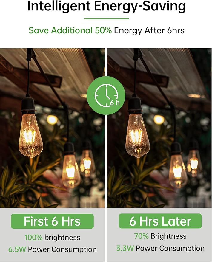 Qualilux Dusk to Dawn Edison Light Bulbs ST19, Vintage Amber Glass, 2300K Amber Warm, 6.5W=60W, Non-Dimmable Auto On/Off Light Sensing LED Filament Bulb Outdoor, 700LM, E26, 2-Pack, HQ-H027