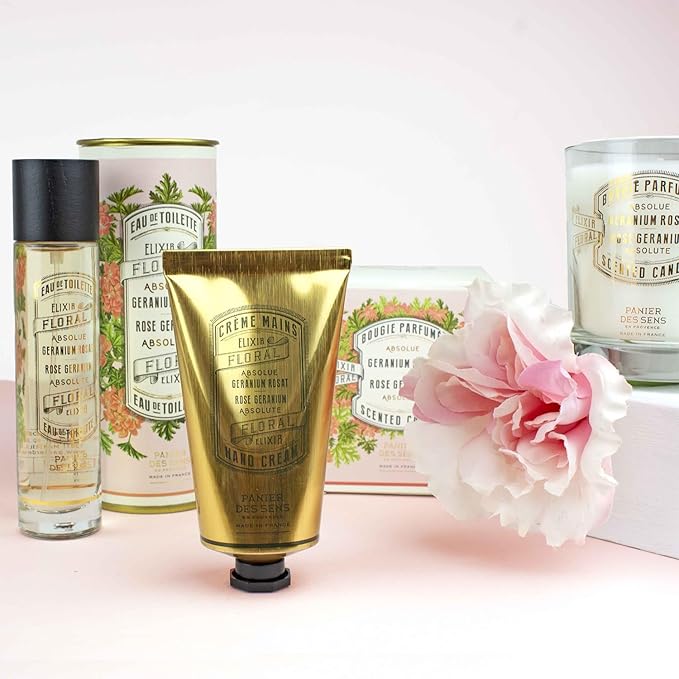 Panier des Sens Geranium Candle - Hand-Poured in Provence, France - Long Lasting Scented Candles up to 55 Hours Burn Time - Geranium Scented Candle - 100% Natural Cotton Wick - 6.3 oz