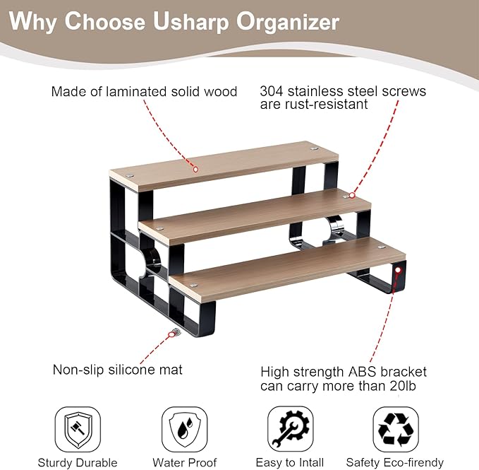 3 Tier Cologne Organizer for Men,Perfume Stand for Dresser,Makeup Organizer for Vanity,Display Riser Stand,Wooden Bathroom Countertop Stand for Bedroom,Dressing(Walnut,Width=11.2")