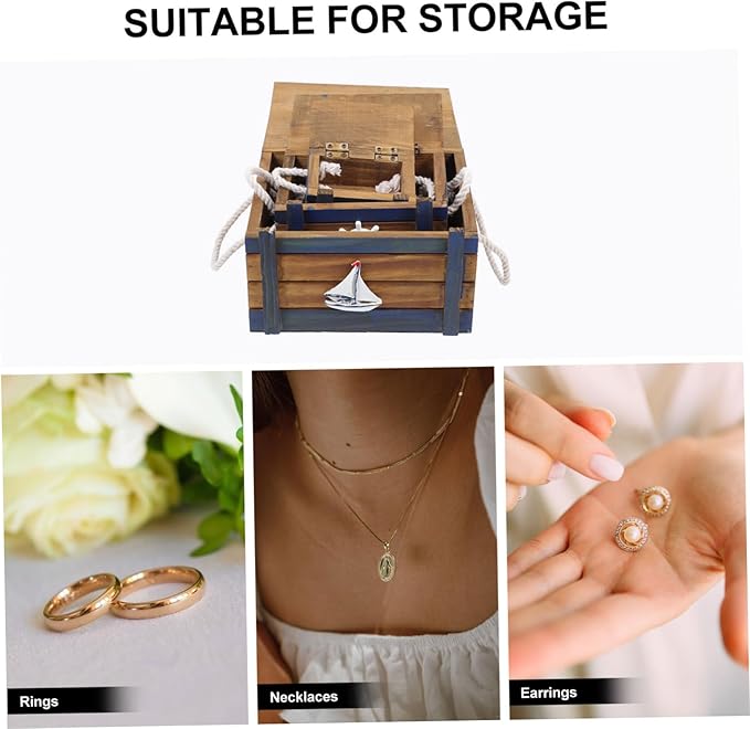 Ipetboom 3pcs Retro Vintage Jewelry Box Storage Box Wooden Makeup Organizers for Home Travel