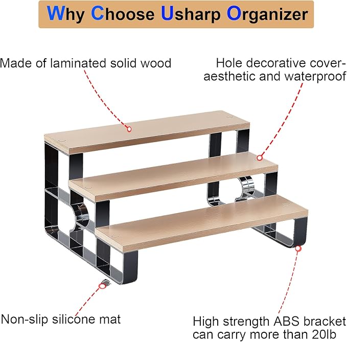 Cologne Organizer for Men,3 Tier Perfume Stand for Dresser,Makeup Organizer for Vanity,Display Riser Stand,Wooden Bathroom Countertop Stand for Bedroom,Dressing(Brown, 3 Tiers-Width=11.2")