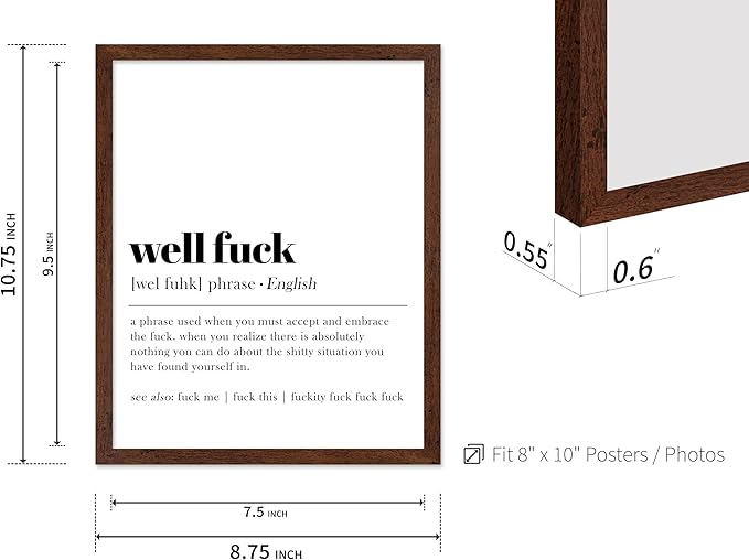 Poster Master Definition Print - Typography Poster - Dictionary Art - Minimal Gift for Men & Women - Funny Wall Decor for Dorm, Bedroom or Living Room - 8x10 Brown Framed