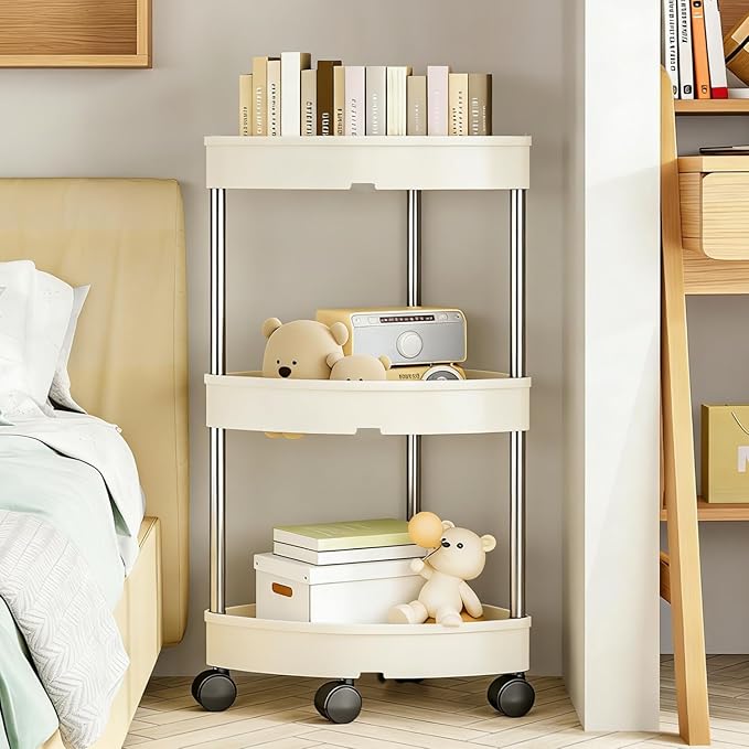 Corner Shelf Organizer for Bathroom, 3-Tier Corner Stand for Small Spaces, Waterproof Storage Shelf for Toilet Paper, Cosmetics, Plants (White)