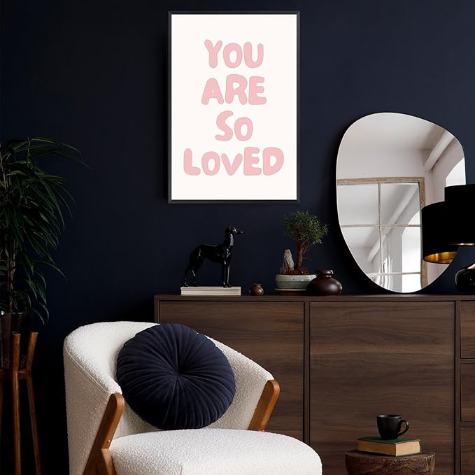Inspirational Affirmation Quote Wall Art Trendy You Are So Loved Posters Modern Minimalist Picture Cute Pink Girl Room Wall Decor For Dorm Apartment Bedroom Aesthetic 12x16in Unframed