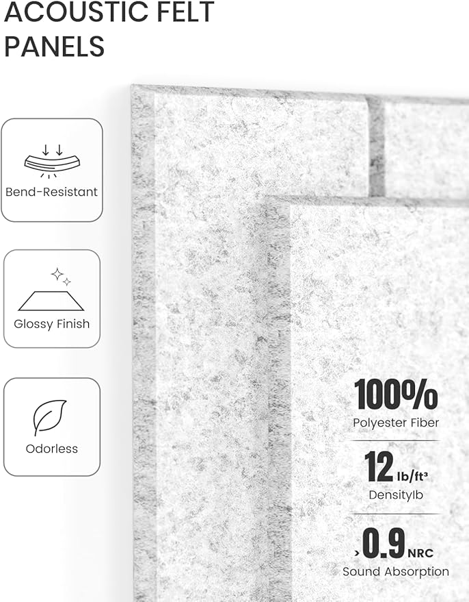 Fluxynara Large Felt Bulletin Board 48" x 36" Cork Board Alternative-12 Pack with 70 Safe Removable Adhesive Tabs, Cork Boards for Walls Cork Board for Home Office Classroom Pin Board-Light Gray