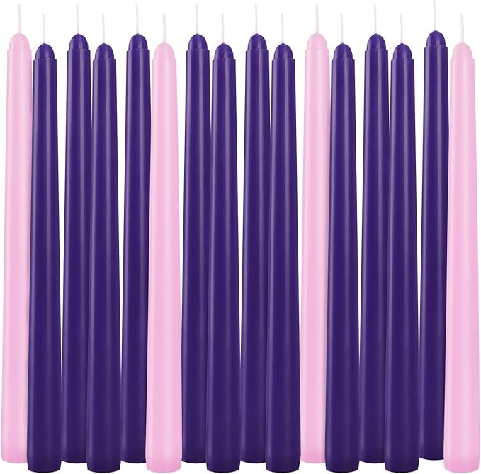 YOROXRG 16 Pack Advent Taper Candles Premium Hand Dipped 10in Unscented Christmas Taper Candles - Ideal for Seasonal Celebrations, Holidays, Church, Celebration, Party