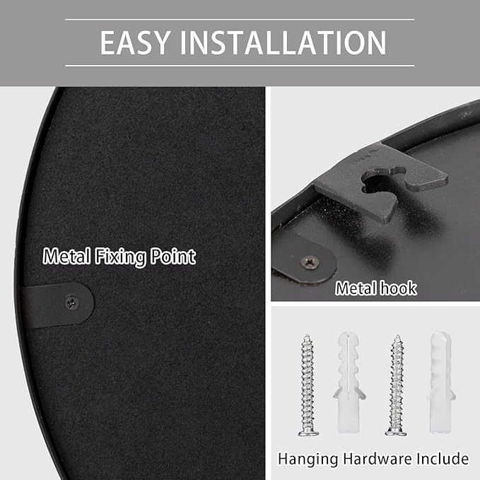 12" Matte Black Round Convex Mirror, Small Circle Wall Mirror with Thick Metal Framed, Round Decorative Wall Mirrors for Bathroom, Vanity