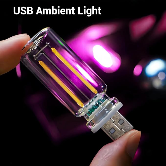Car USB Light Bulbs, Retro Glass Bottle LED Night Lamp with Touch Dimmable Control, Portable Interior Ambient Lighting for Vehicle, Bedroom, Hallway, Camping, Gift for Christmas or Birthday,Green