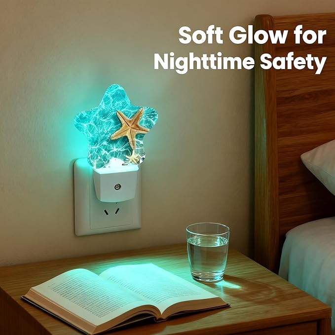 Night Light Plug-in into Wall Dusk to Dawn Smart Sensor White Led Nightlight for Bedroom Bathroom Kitchen Hallway Stairs Energy Efficient Decor Desk Lamp Beach Decor