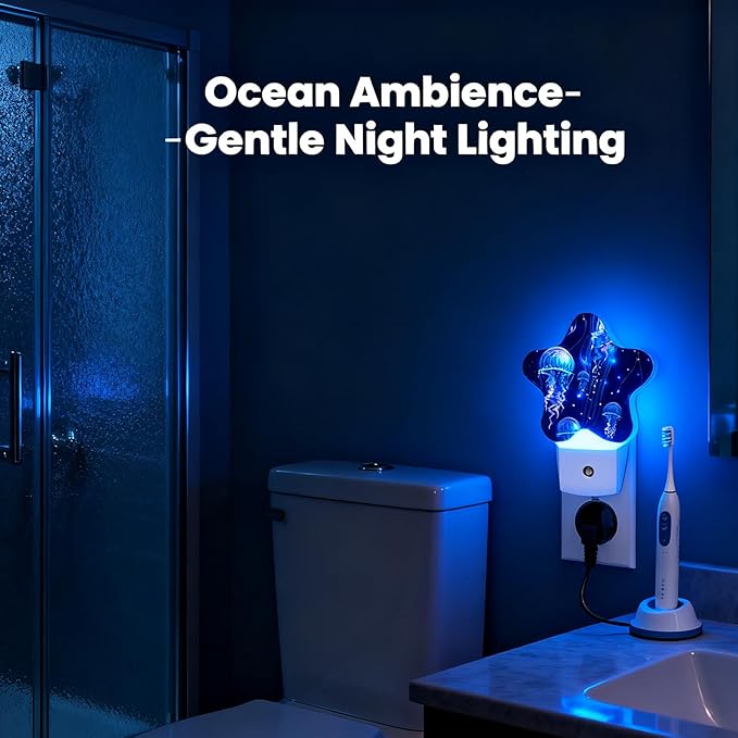 Night Light Plug-in into Wall Dusk to Dawn Smart Sensor White Led Nightlight for Bedroom Bathroom Kitchen Hallway Stairs Energy Efficient Decor Desk Lamp Beach Decor