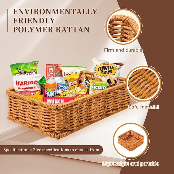 Drawer Organizers- Plastic Rattan Storage Trays for Bedroom, Bathroom, Kitchen, Office, Handwoven organizer, Waterproof and Easy Clean, 1 Set, Caramel Color
