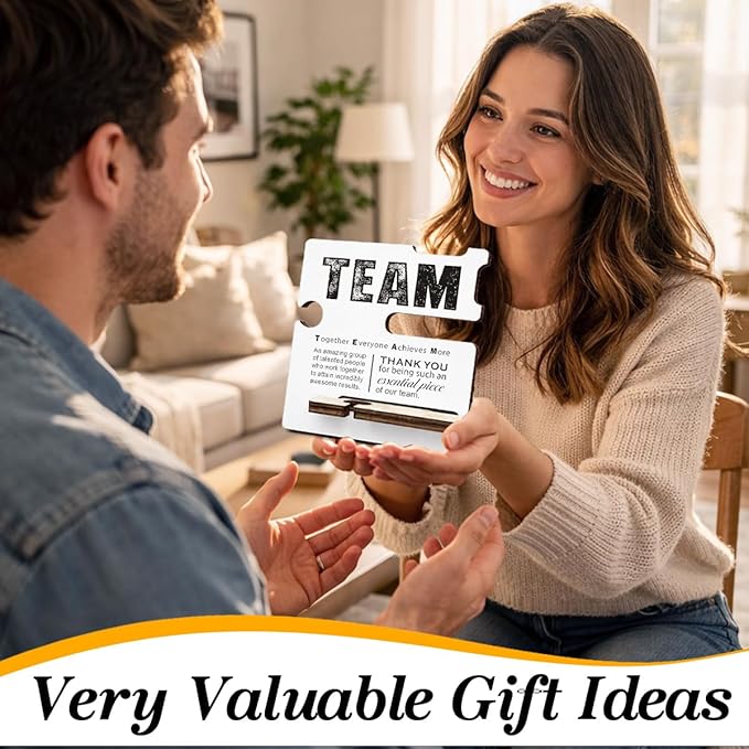 Team Appreciation Gifts for Coworker - Multi-functional Desk Organizer - Motivational Thank You Team Office Quote Wooden Sign for Office Desk Shelf Decor